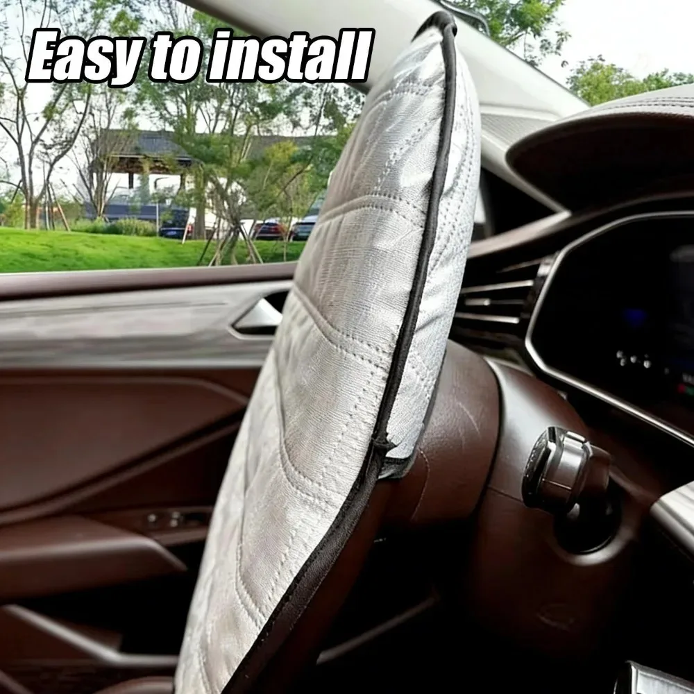 Car Steering Wheel Cover Summer Aluminum Foil Sunshade Reflector UV Protection Shield Auto Interior Sun-proof Accessories 44cm
