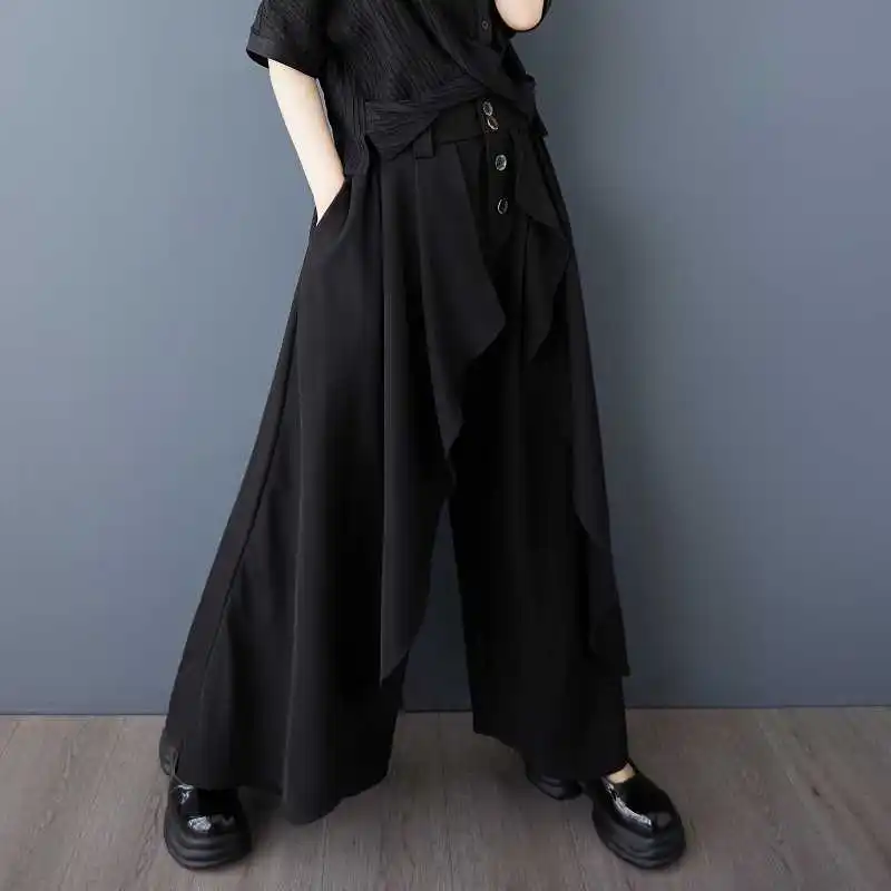 SuperAen Japan-style Contrasting Color Wide-leg Pants Autumn and Spring 2026 New Oversize Women Loose Casual Pants