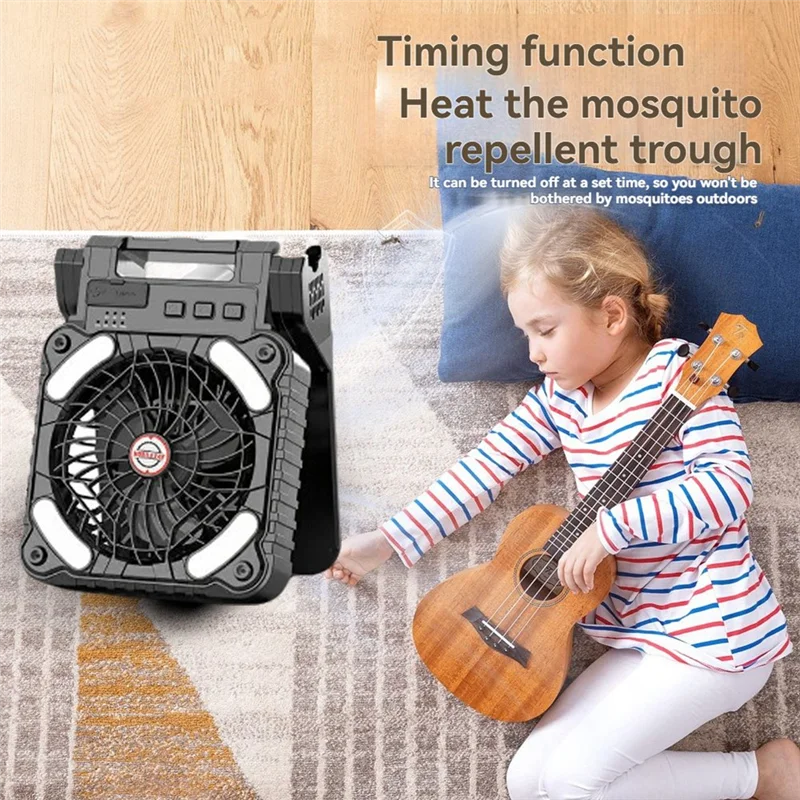 

A52Q-Портативный вентилятор для кемпинга с солнечной панелью и подсветкой — идеально подходит для палатки и активного отдыха