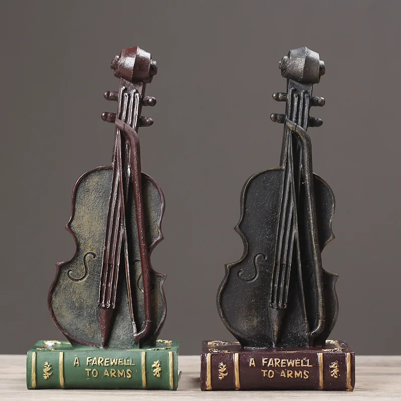 

Retro Resin Violin Model Ornament Modern Simple Home Living Room Study Desktop Window Decoration Props