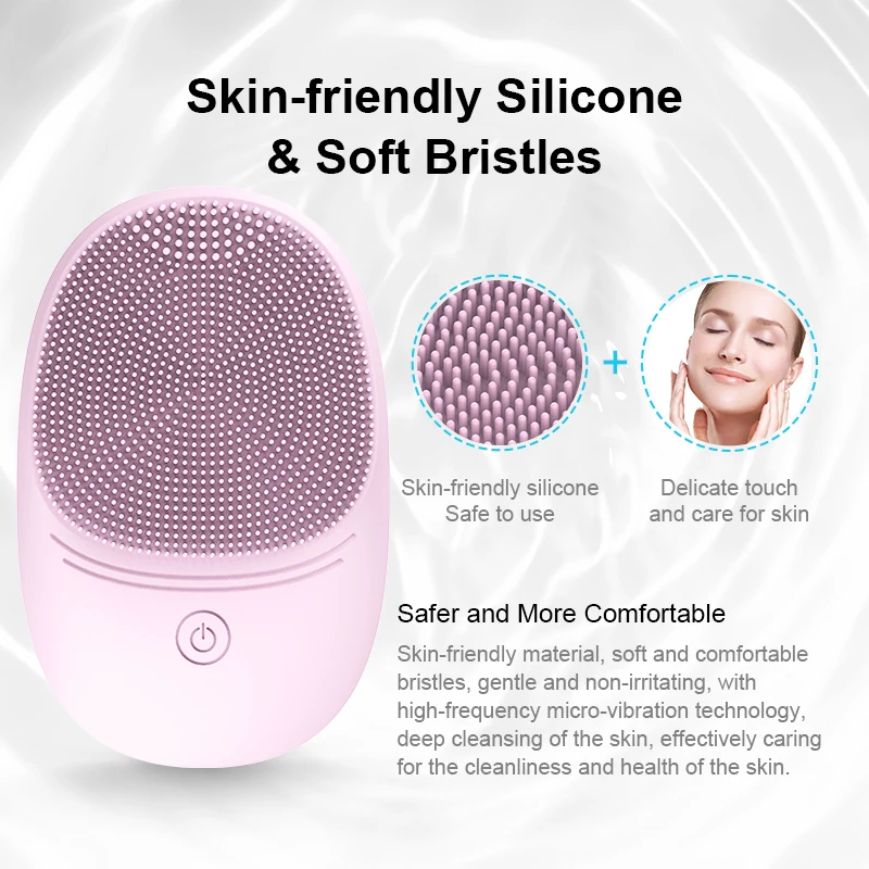 Soft silicone electric facial cleanser, cleansing brush, sonic vibration cleansing brush, deep cleaning