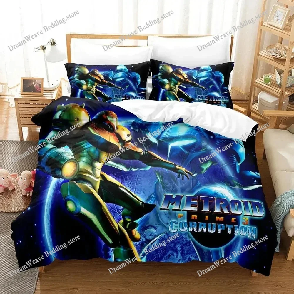 

Metroid Bedding Set Single Twin Full Queen King Size Bed Set Adult Kid Bedroom Duvet Cover Sets 3D Print Game Bed Sheet Set