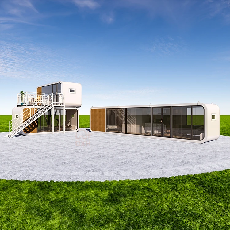 مخصص 40 قدم كابينة النوم الجاهزة طبقة مزدوجة مجموعة غرفة واحدة المنزل الأثاث بالكامل حاوية منزل جاهزة المنزل مع شرفة