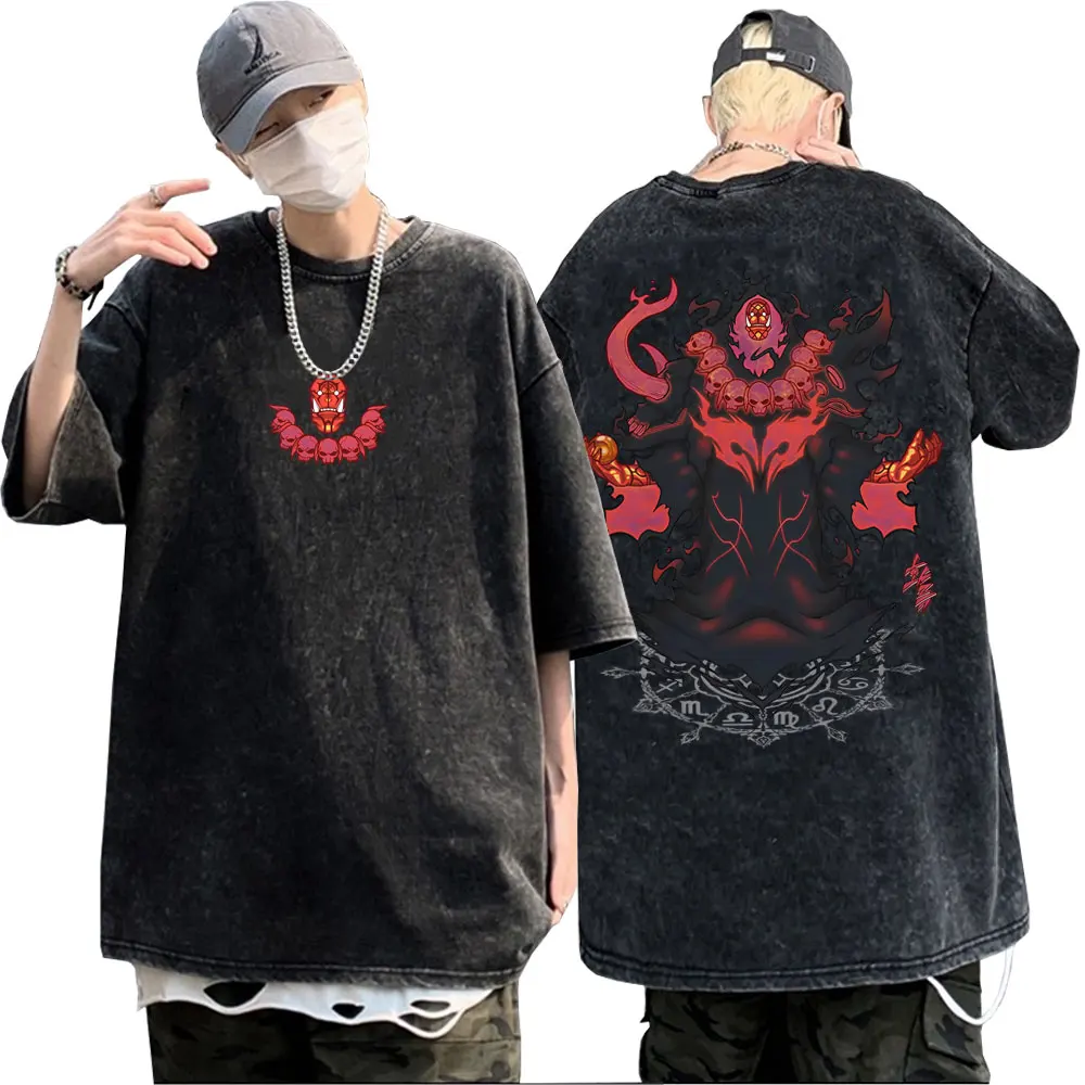 

Washed Vintage Anime Solo Leveling Tusk T-shirt Sung Jin Woo Graphic T Shirt Men Women Clothing Fashion Retro Oversized T-shirts