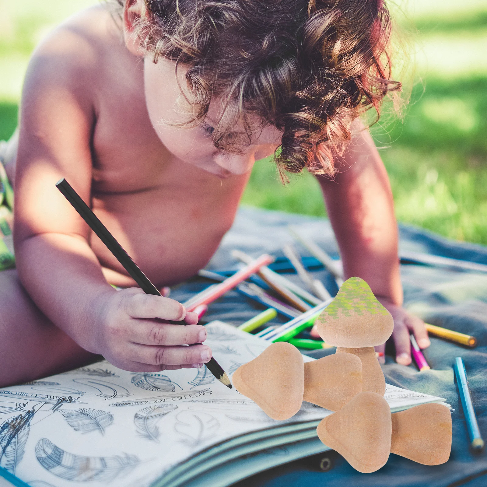 

60Pcs Wooden Mushroom Pegs DIY Graffiti Mushroom Ornaments Unfinished Wood Decors for Home Decor Home Desktop Adornments