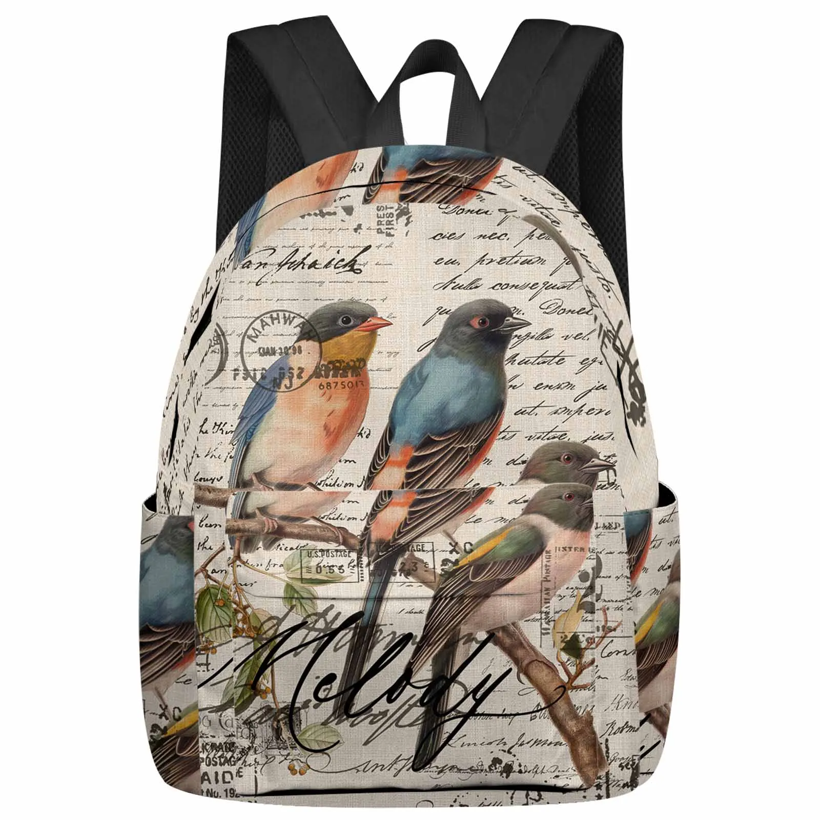 

Vintage Bird Hand Drawn Envelope Backpack School Bags for Teenagers Students Laptop Bag Women's Casual Travel Backpack