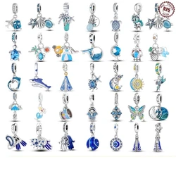 MISEFF New 100% 925 Sterling Silver Aircraft Passport Earth Charms Beads Fit Original Bracelet For DIY Travel Jewelry Gifts
