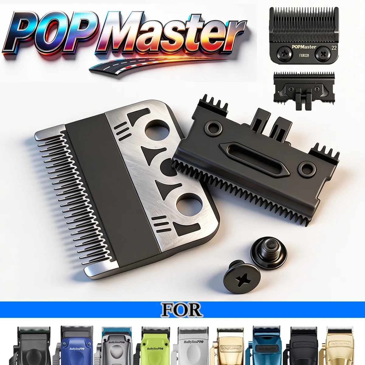 Professional Precision Fade Blade POPMaster FX8022BL For FX870 FX825 FX673 FX899 FX829 Models Replace the Blades