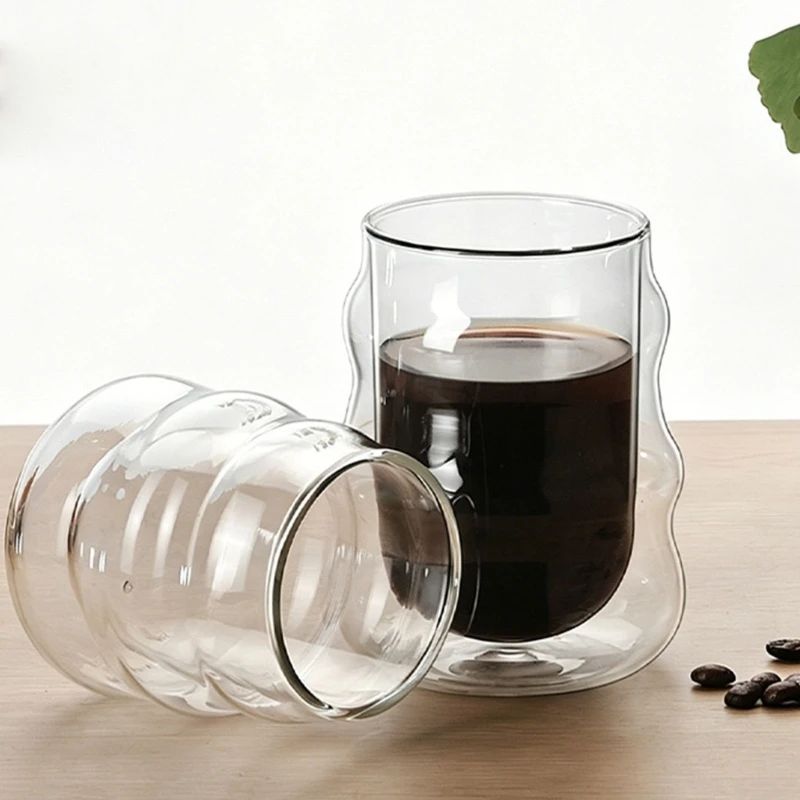 Double Walled Borosilicate Glass Cup Heat Resistant Drinking Mug Drinkware For Hot Tea Coffee Cold Drink B03E