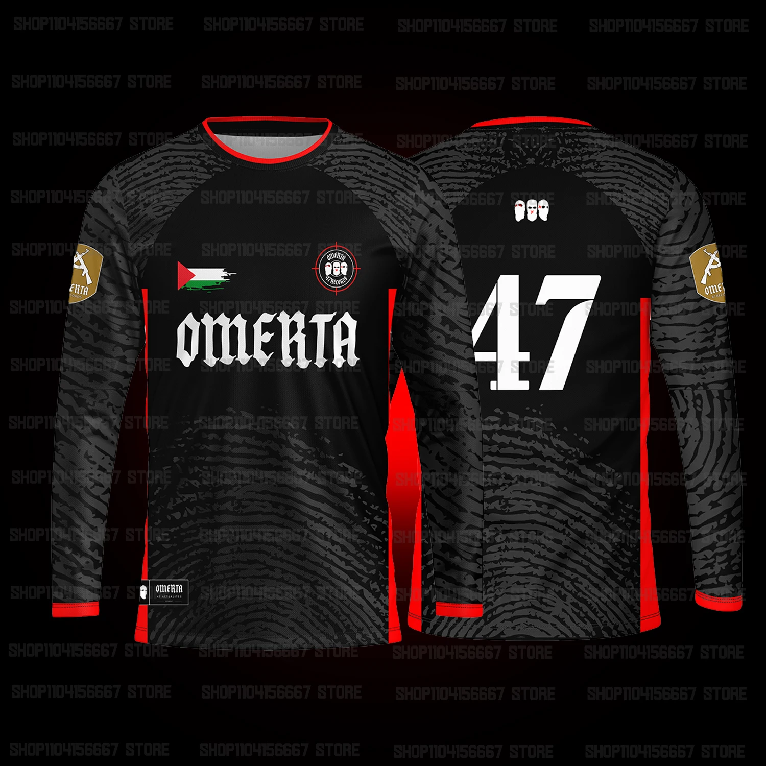 Omerta Boxing Fans Summer 3D Men's Round Neck Long Sleeve T-Shirt Printed Breathable Balloon Men's Outdoor Sportswear