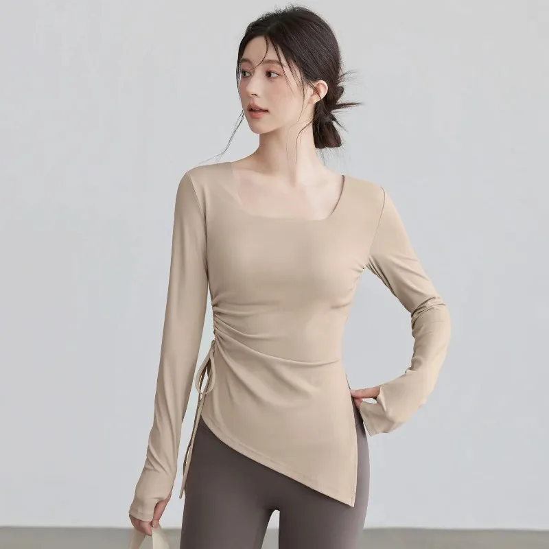 

Yoga Clothes with Chest Pads, Autumn Sports Tops, Waist Slimming, Long-sleeved Running Gym Pilates Training and Fitness Clothes