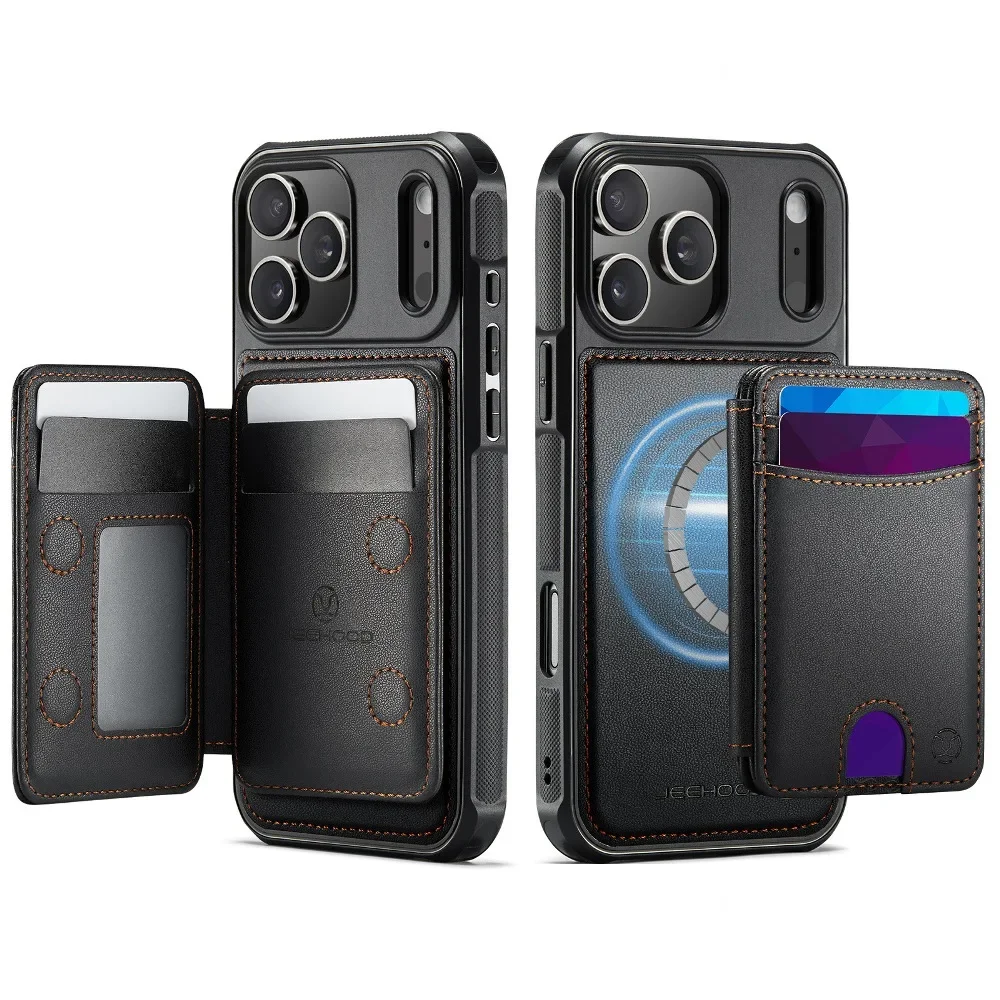 Magnetic Detachable Wallet Case Phone Cover for iPhone 17 Air 16 15 14 Plus 13 12 Pro Max with Support Wireless Charging