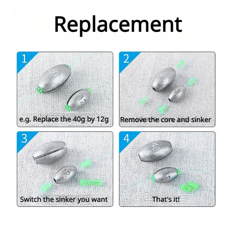 5PCS Olive Form Blei Platinen 15/20/30g Angeln Ausrüstung Floß Angeln Laufen Herz Hohl Set brücke Fern Casting – Detail 5