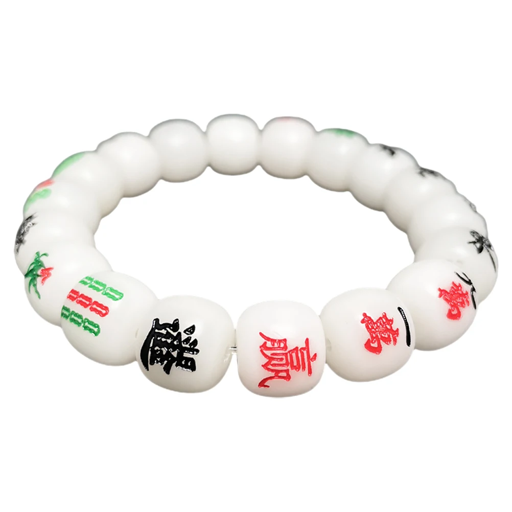 

Mahjong Tile Beaded Bracelet Stretchy For Women Men Diy Friendship Gift With Bodhi Root Design Bead String
