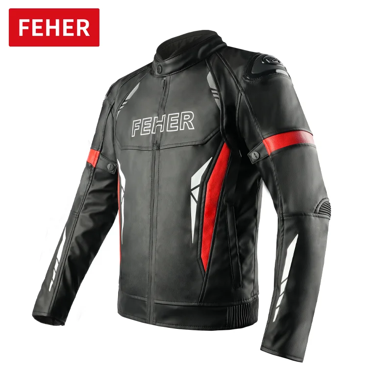 Leather Motorcycle Jacket Windproof Waterproof Motorcycle Riding Protective Jacket Wear Resistant Motocross Jacket Winter Warmth