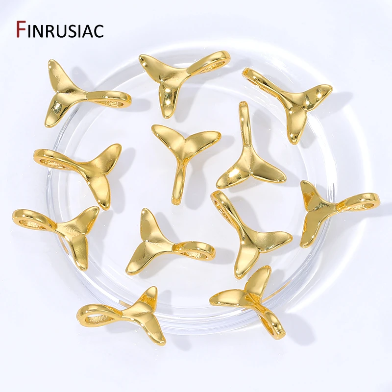 18K Gold Plated Brass Fish Tail Charm Pendant for Jewelry,Metal Mermaid Tail Pendant For DIY Handmade Jewelry Making Accessories view 5