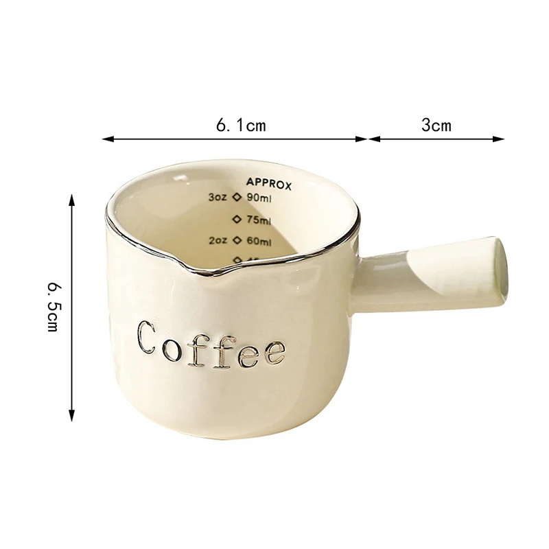 1 Pc Korean Ins Feel 3 Oz/90 Ml Ceramic Espresso Extract Measuring Cup Mug Spinner Milk Mug With Scale Kitchen Tools
