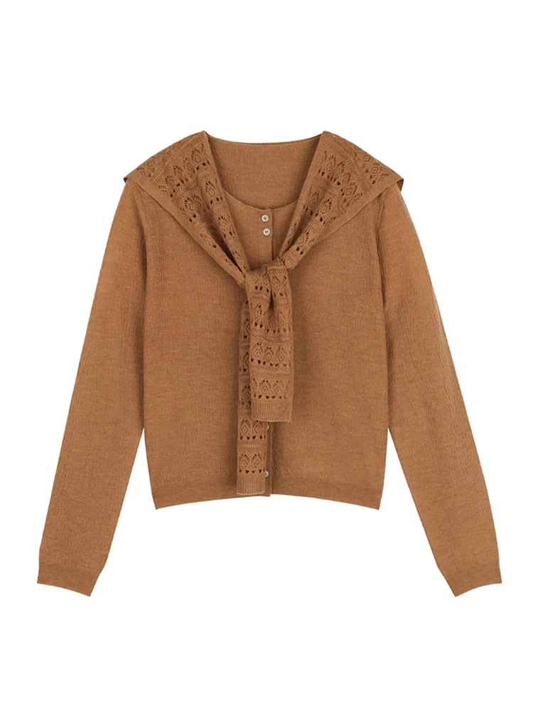 Faionable Long Sve gebreide omslagdoek dames casual Sle ronde Ne Top Agel trendy gebreide kleding voor het herfstseizoen