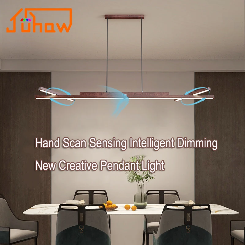 

New Modern Hand Sweep Sensor LED Pendant Light Full Spectrum Eye Protection Linear Strip Lamp for Dining Room Bar Office Study