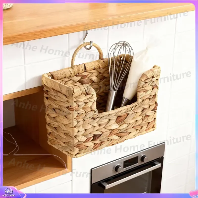 Large Woven Seagrass Basket with Handles Natural Water Hyacinth Storage Bin for Laundry Toys Blankets Boho Home Decor