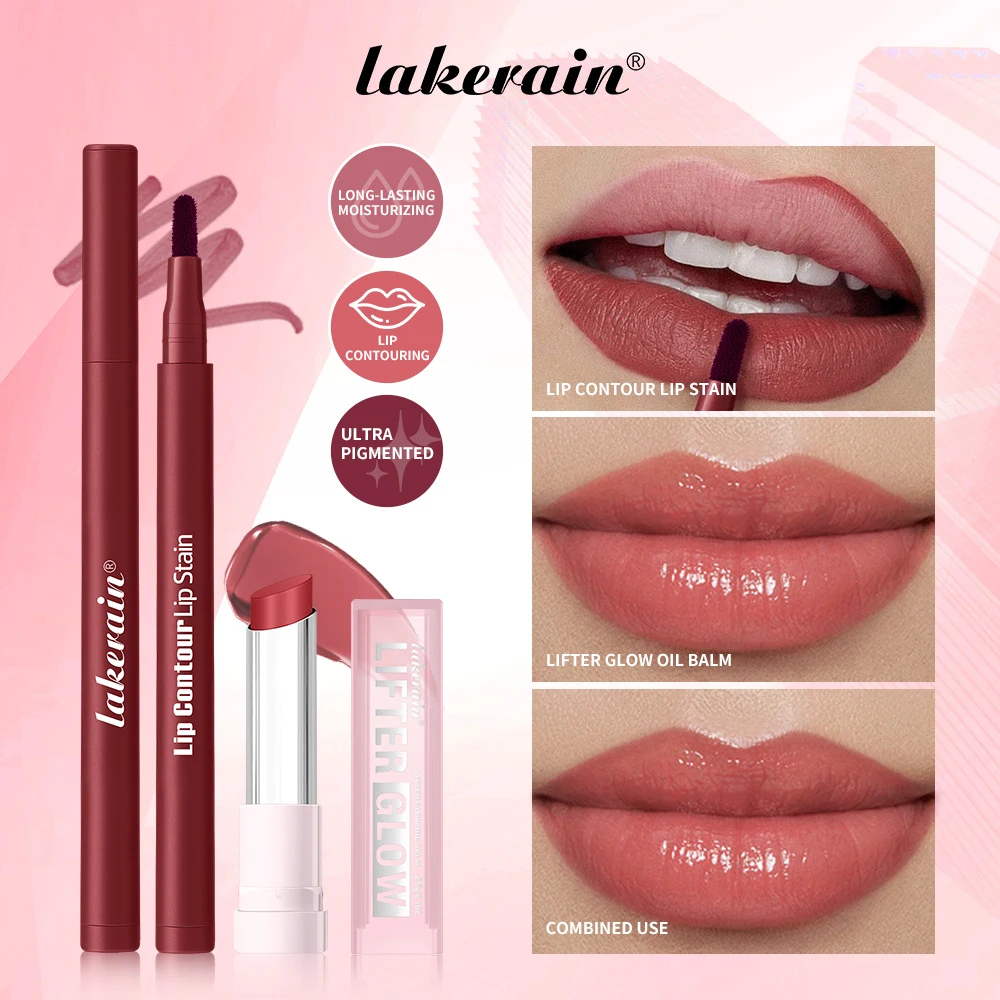 2 szt./zestaw Konturówka do ust Gładki, nawilżający balsam do ust Konturowanie ust Naturalny wygląd Długotrwały, nawilżający zestaw do makijażu ust