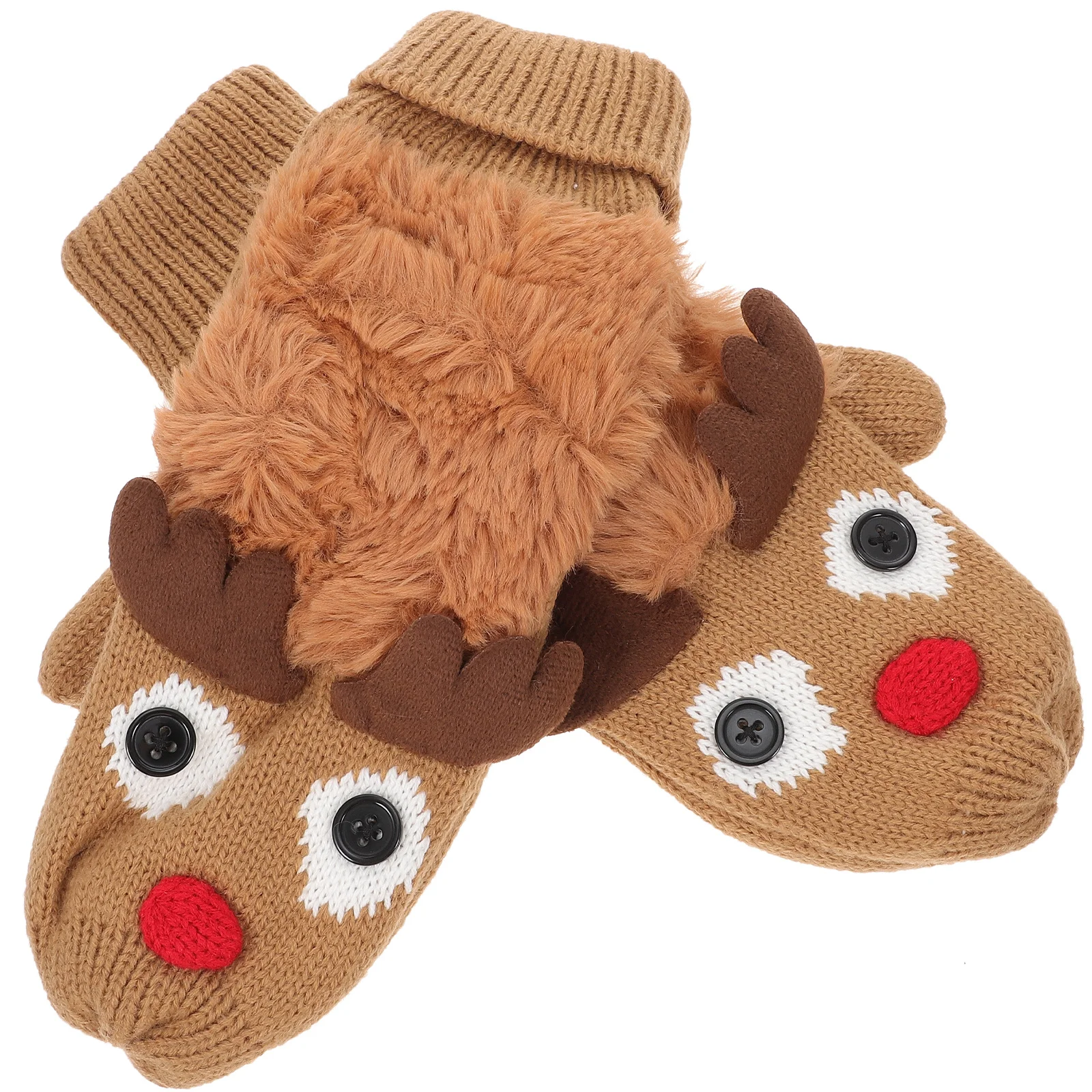 1 زوج قفازات الشتاء الدافئة متماسكة كامل فنجر الغزلان نمط القفازات في الهواء الطلق التزلج الثلوج قفازات للبالغين المراهقين دافئ يندبروف #5