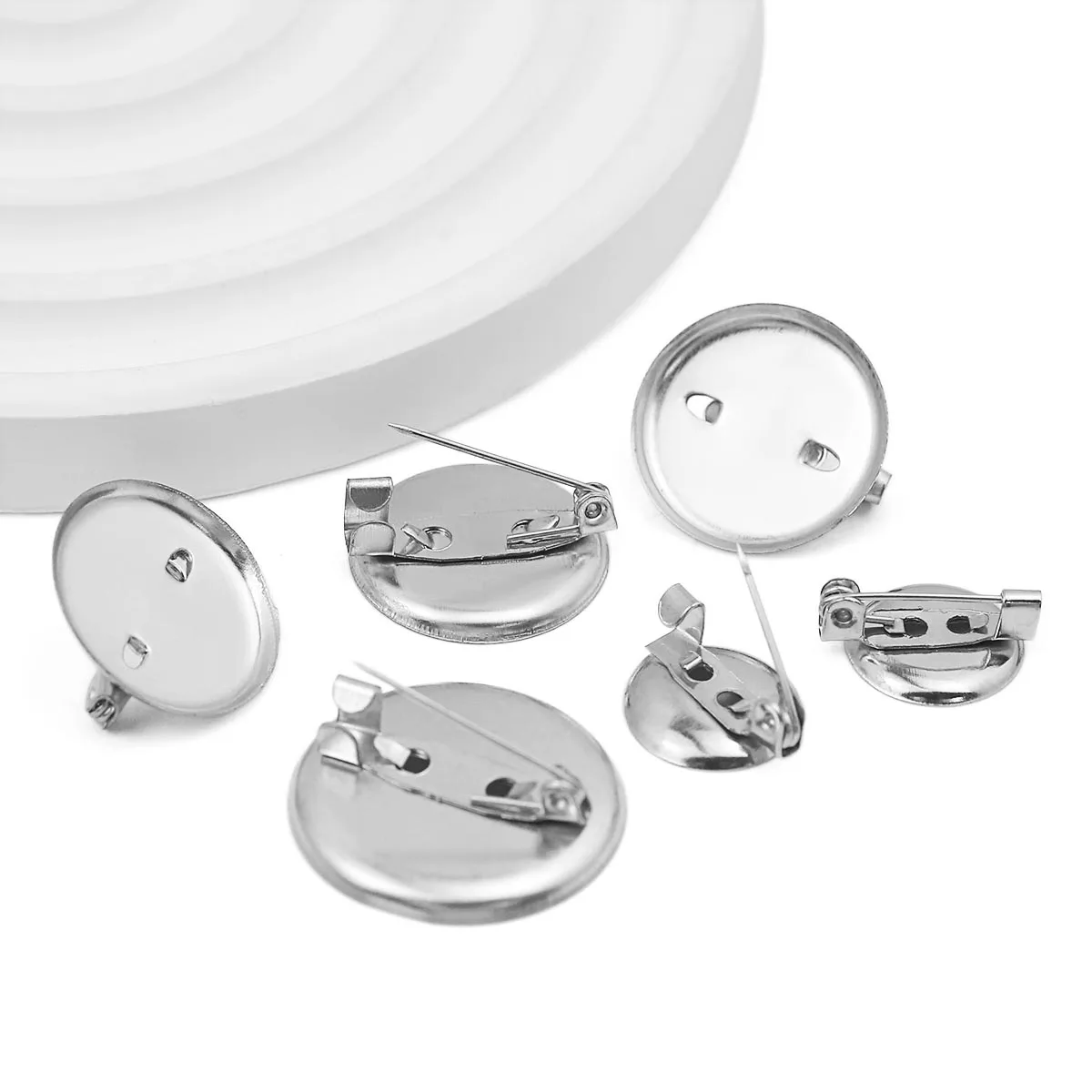 15-35mm Legierungsscheiben-Broschen für handgemachten DIY-Schmuck, Broschen-Zubehör und Werkzeuge für Schmuckherstellung