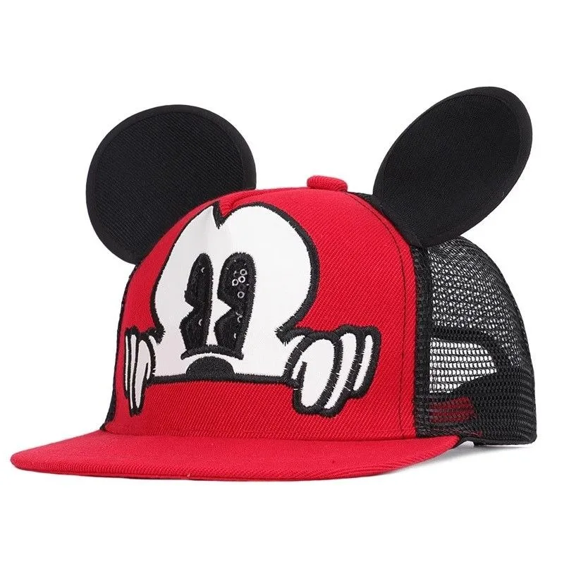 Disney Mickey Kawaii Cute Cartoon Outdoor Street Dance Hip-Hop Hat Peripheral Children\'s Big Ear Embroidered Baseball Cap Gift