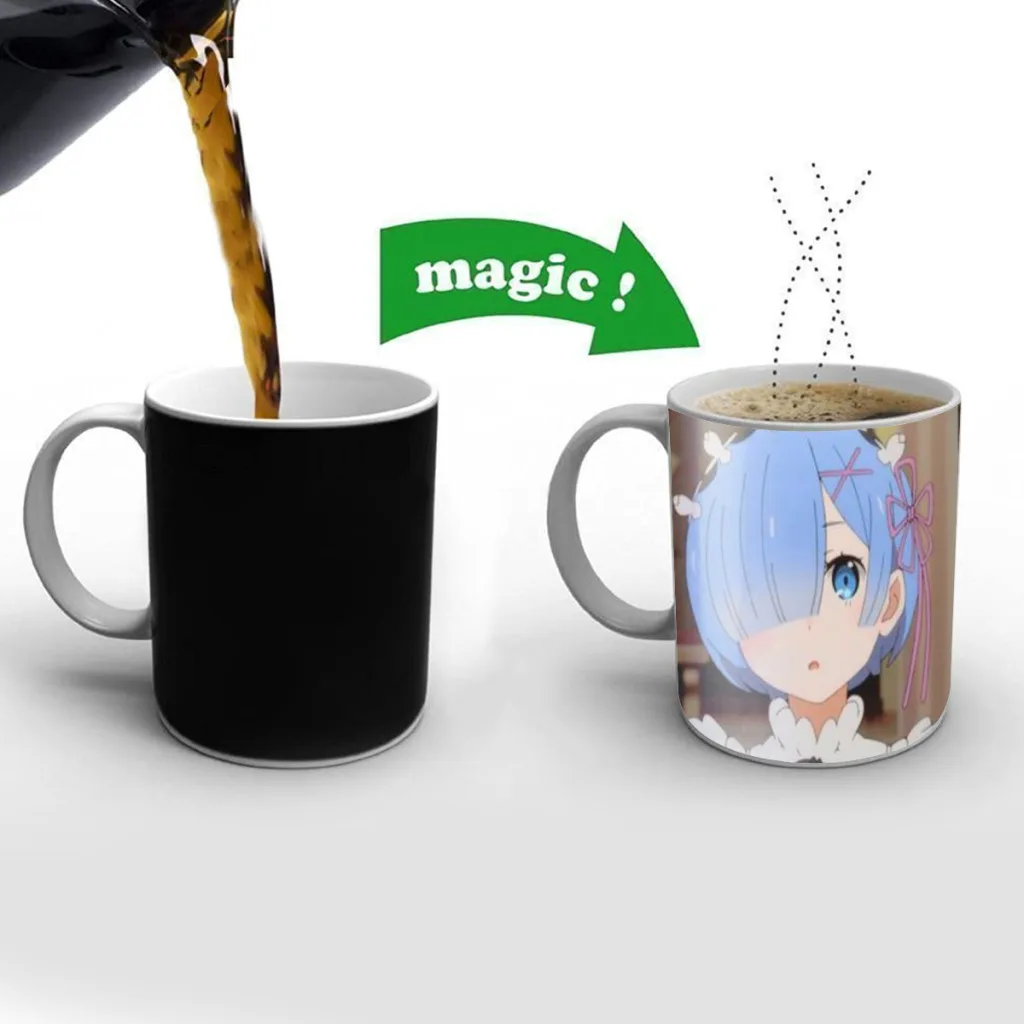 Rem Rezero Cartoon Anime One Piece Coffee Mugs And Mug Creative Color Change Tea Cup Ceramic Milk Cups Novelty Gifts