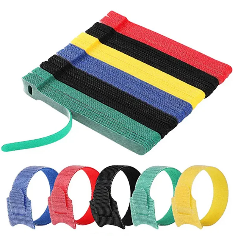 10/20/30PCS Releasable Cable Ties Colored Plastics Reusable Cable Ties Nylon Loop Wrap Zip Bundle Ties T-type Cable Tie Wire