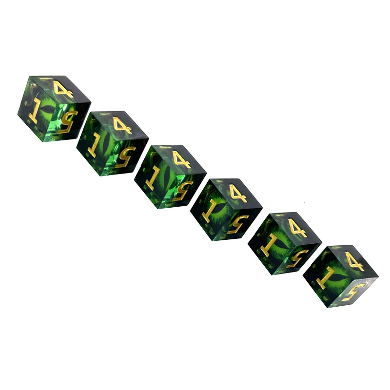 6PCS D6 resin digital dice set table decoration pieces Sharp Edge board game running group props DND Dice Toy RPG board game ent