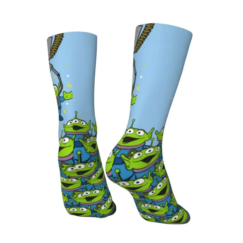 Custom Cute Printing Toy Story Socks for Men Women Stretch Summer Autumn Winter Green Aliens Anime Crew Socks