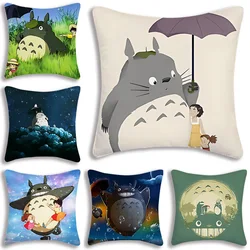 Anime T-TotoroS Kawaii Pillow Covers Cartoon Sofa Decorative Home Double-sided Printing Short Plush Cute Cushion Cover