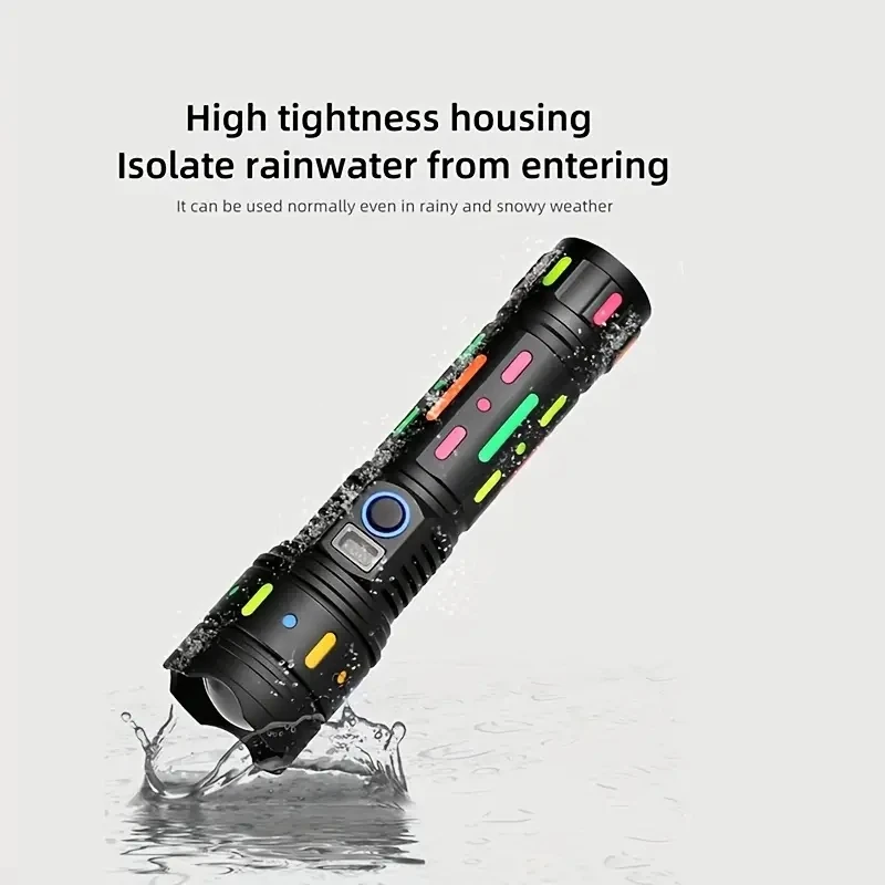 30000W LED Flashlights High-power USB Lanterna Xenon Lamp Zoom Waterproof Long-range 9KM Aluminum Output/Input Torch 10000mAH