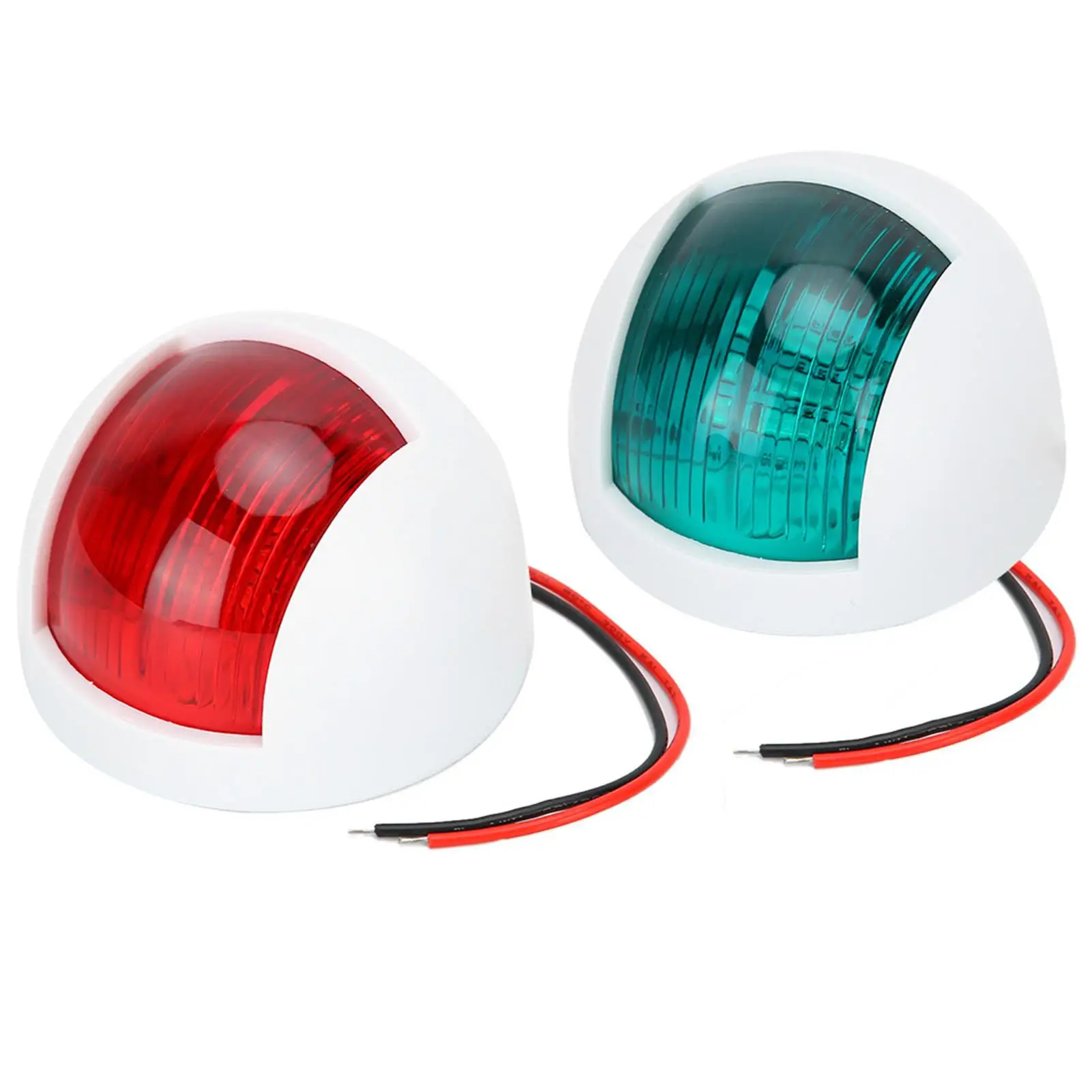 

Pair of IP56 Rounded Waterproof Sidelight Signal Lamp Red + Green LED Navigation Warning Light 12V
