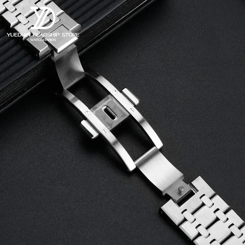 Per Ap Royal Oak 15400/26331/15500 cinturino per orologio argentato da 26 mm in acciaio inossidabile massiccio impermeabile antiruggine da uomo