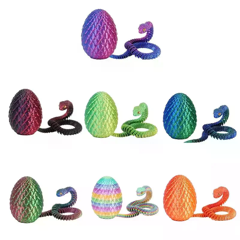 [30cm 3D Printed Snake With 8.5cm Egg Mobility Simulate Snake Ornament Cool Funny Figurine For Home Office Desktop Home Decor]
