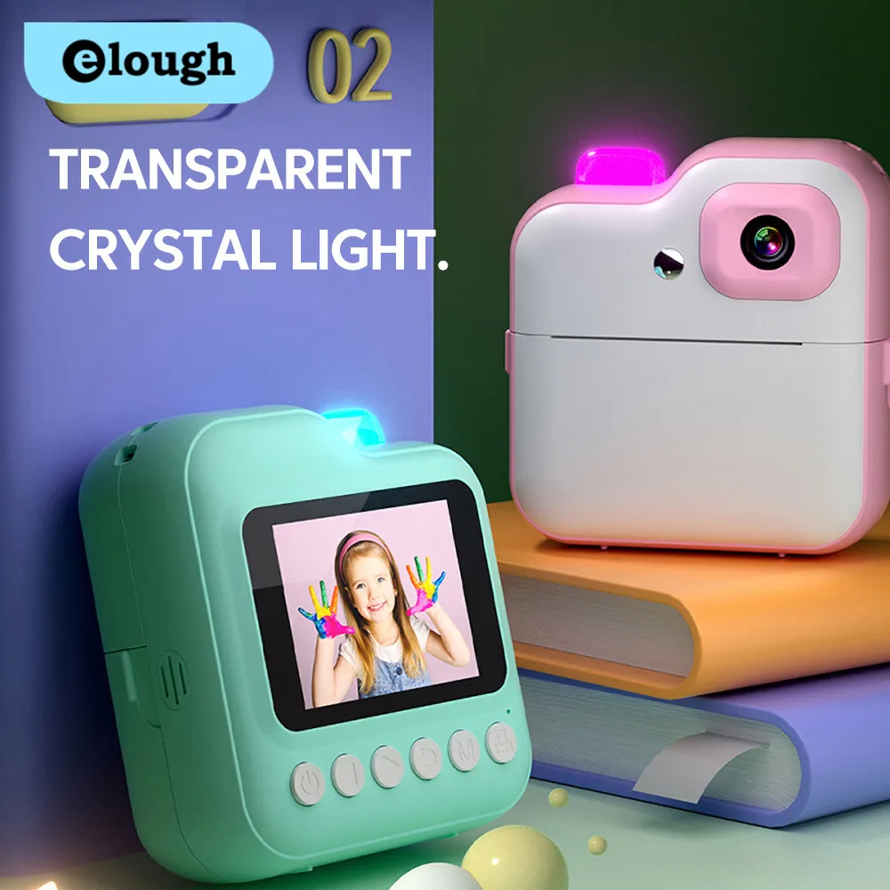 Elough Digital Children Camera For Photography Instant Print Photo Kids Camera Mini Thermal Printer Video Educational Toys Gift