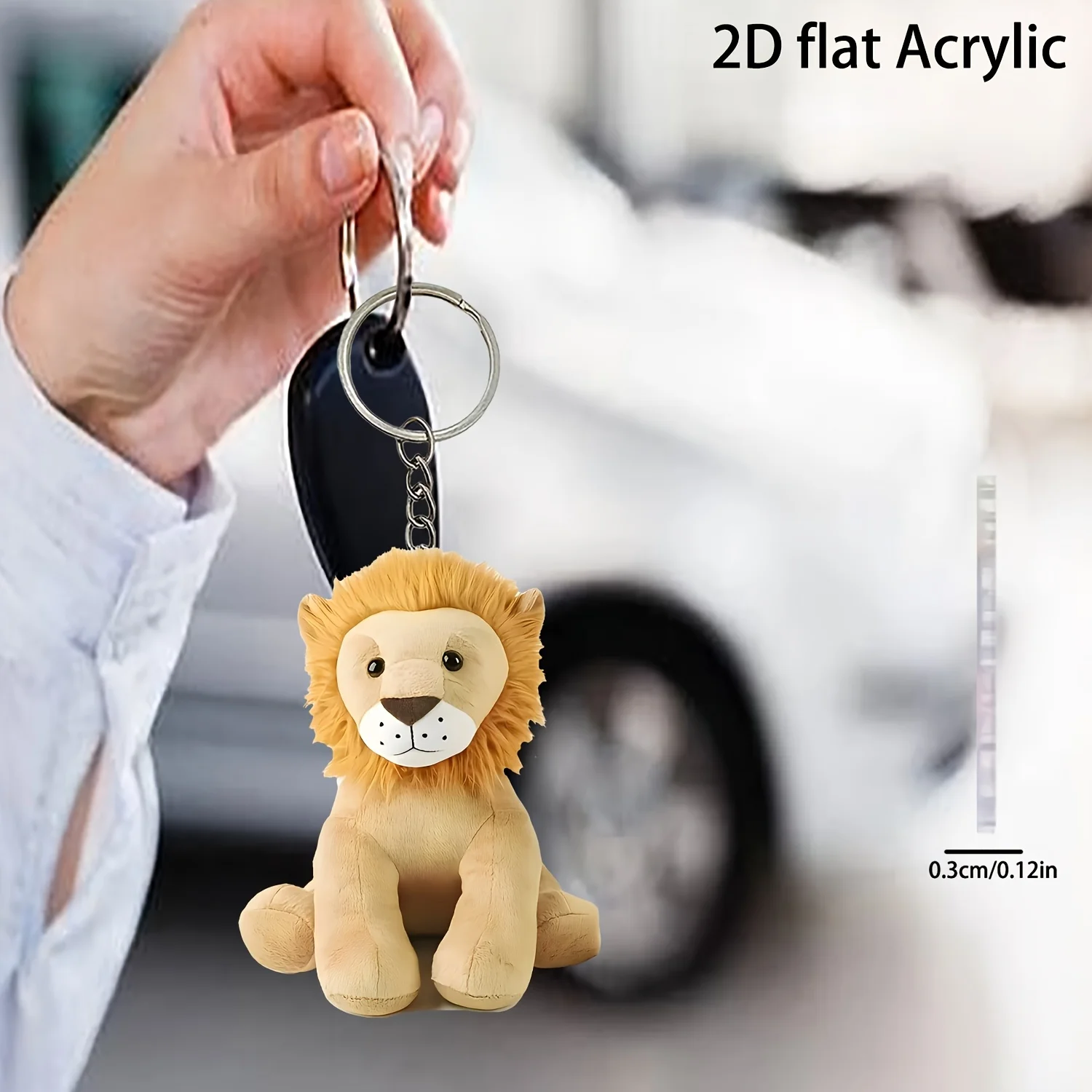 5sets Cute Lion Keychain Includes 2D Acrylic Pendant & Thank You Cards & Gift Mesh Bags Unique Decorative Accessory Ornament