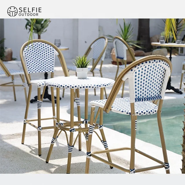 

Restaurant Furniture Outdoor Dining Table for Events Rattan Chair Patio Furniture Set Round Table