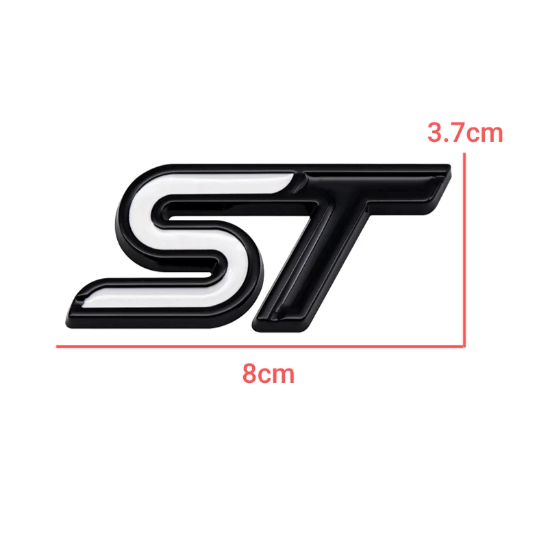 8x3.7cm Metal Car Whole Ody Side Rear Trunk Badge Sticker for Ford ST Logo Fiesta Focus Mondeo Kuga Ranger Transit Decoration