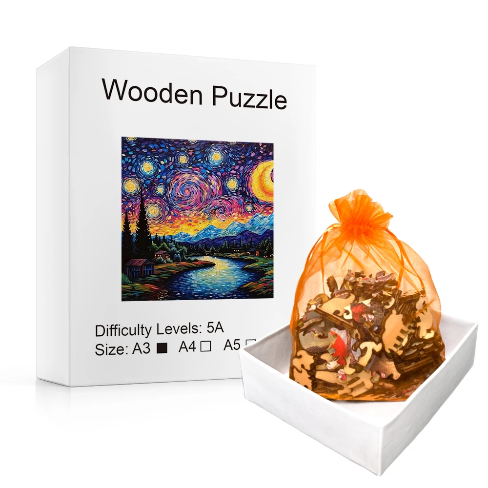 Houten Puzzel Sterrige Ruimte Volwassen Cadeau 3d Puzzels Puzzel Kunstdecoratie Wanddecoratie Cadeau Kinder Intelligentie