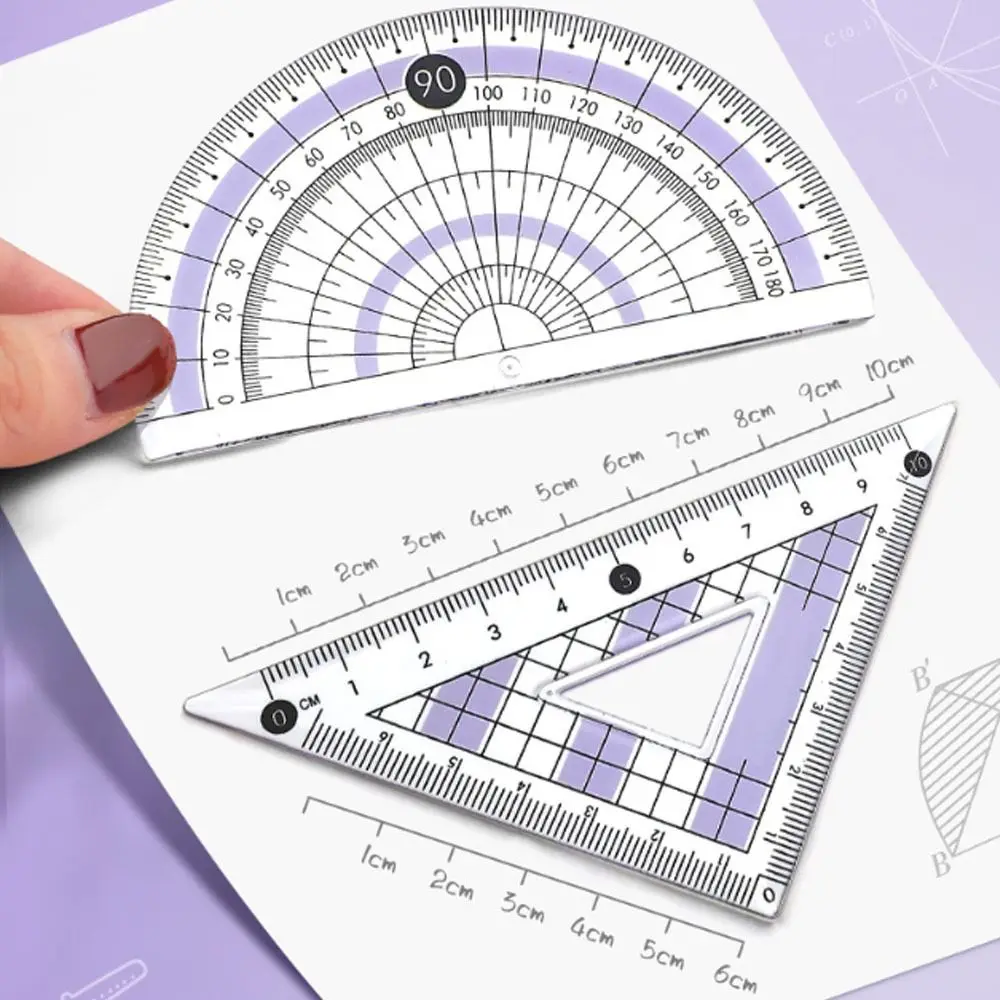 8PCS Multifunctional Compass and Ruler Sets Triangle Ruler Protractor Student Ruler Set Straight Ruler Measuring Ruler Suit