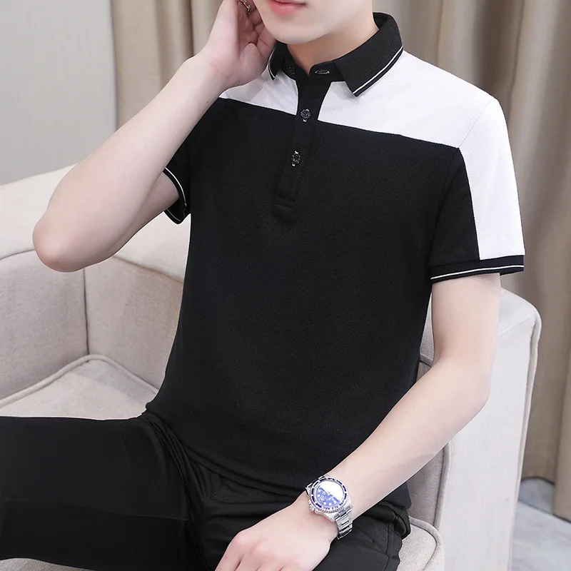 High Quality Men's 2023 Summer Cotton Polo Shirts Business Casual Striped Slim Fit Short Sleeve Polos Outwear Top Clothes