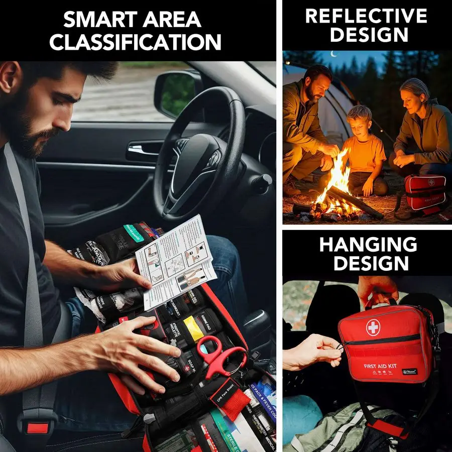 مجموعة الإسعافات الأولية المكونة من قطعة، مجموعات طبية مدمجة مقاومة للماء ومنظمة جيدًا لأي حالات الطوارئ، مثالية للمنزل والمكتب، C #4