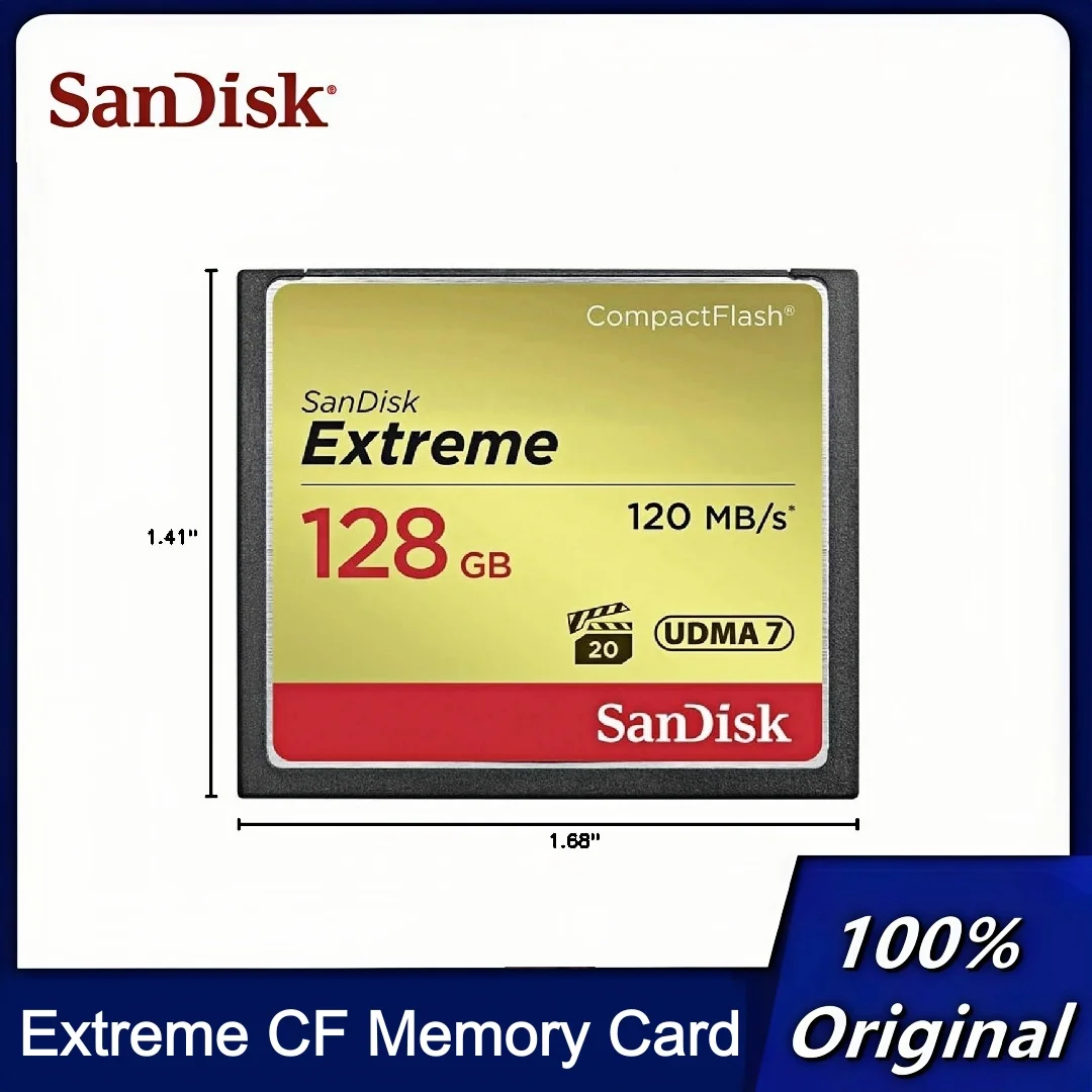 

Promotion!! SanDisk Extreme 128GB Compact Flash CF Memory Card UDMA 7 Up to 120Mb/s CF Storage Card for Camera