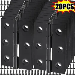 20/1Pcs Door Hinges Stainless Steel Folding Butt Hinges for Home Furniture Hardware Piano Cabinet Door Black Hinge with Screws