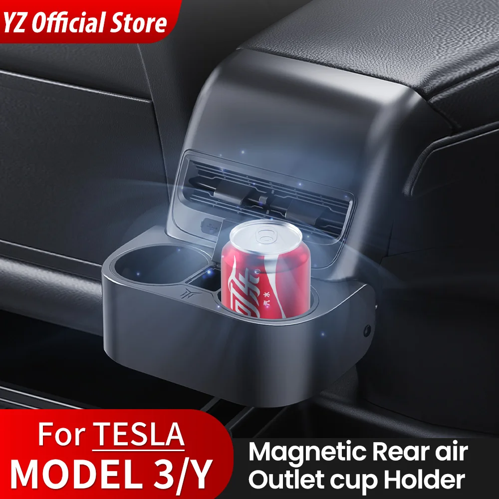 YZ For Tesla Model3 Y New Rear Seat Air Vent Car Water cup limiter Drink Bottle Organizer Multi-Function Cup Holders Accessories