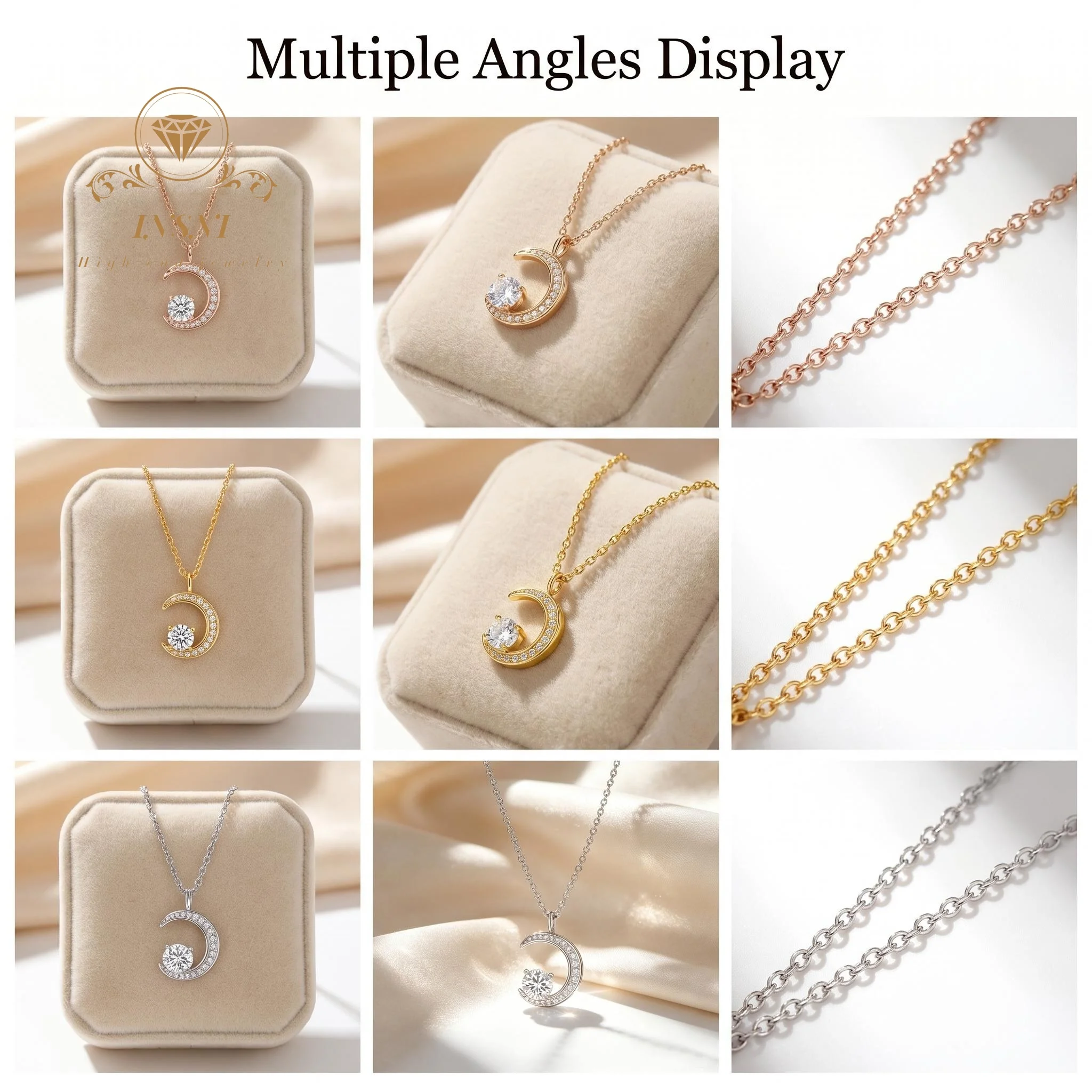 S925 Silver Moissanite Necklace Crescent Star Moon Pendant Versatile Clavicle Chain Affordable Light Luxury Sweet Commuter Wear