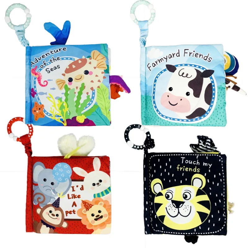 New Scenario Baby Cloth Book Baby Cartoon Animals 5-Page Cloth Book with BB Ware